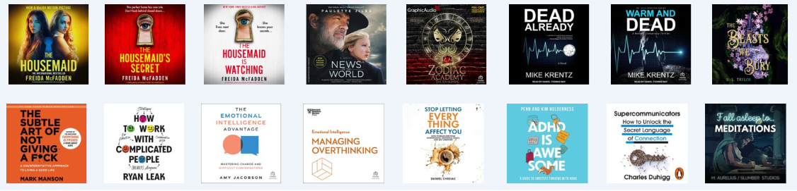 Example of titles available with the Libby app.