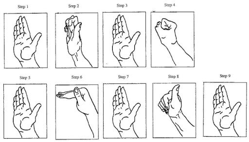 Images of exercises to gradually increase the movements of the joints.