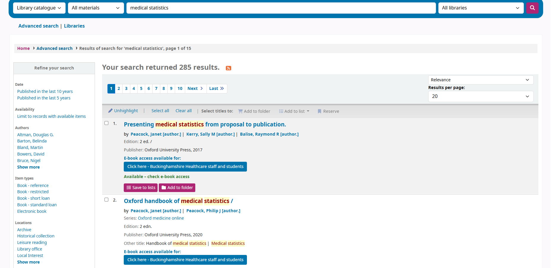 Picture of a search result page