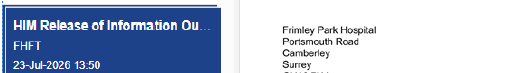Screenshot showing how the document is titled ‘HIM Release of Information Output’