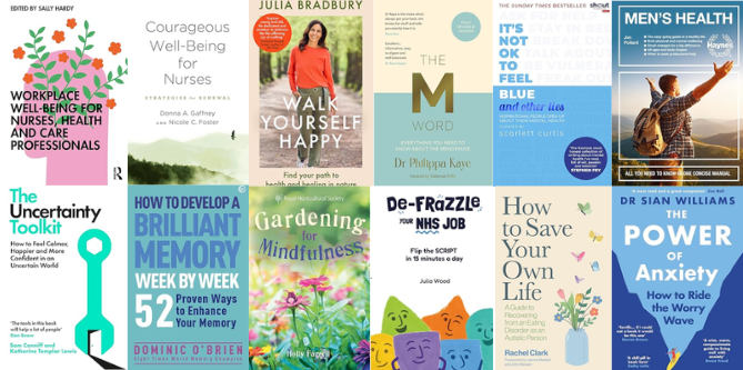 Sample of covers for wellbeing books at Frimley