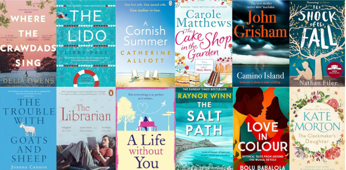 Sample covers of fiction books at Frimley