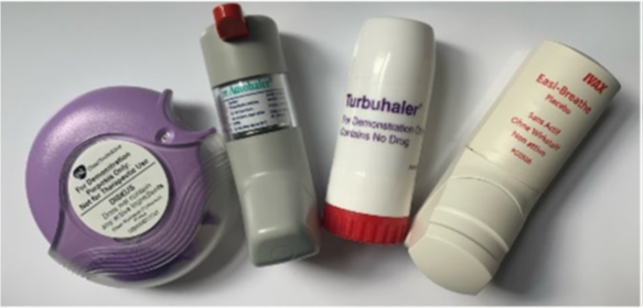 A picture of the different types of inhalers