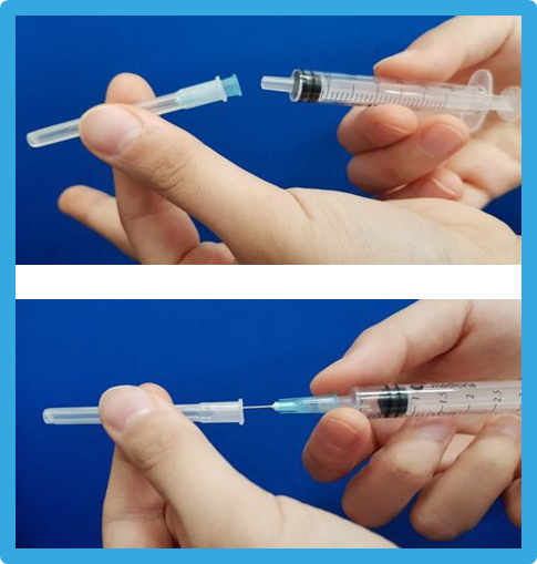 Attach needle to syringe and remove sheath
