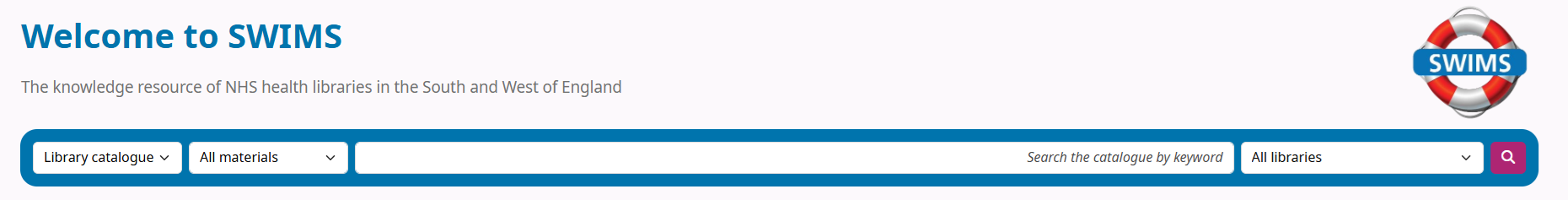 Picture of the SWIMS catalogue search box