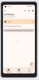 Device with message contents including a yellow audio playback bar with play button