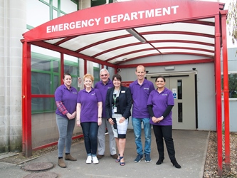 Volunteers from Slough Samaritans stood outside Wexham Park emergency department