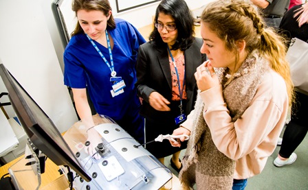 Students look at some of the technology used in teh hospital