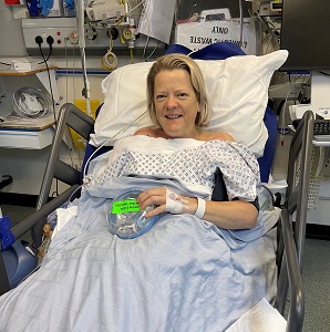 Patient Gill Church after her surgery