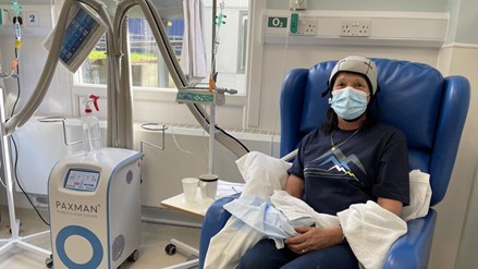 Chemo cooling cap in action