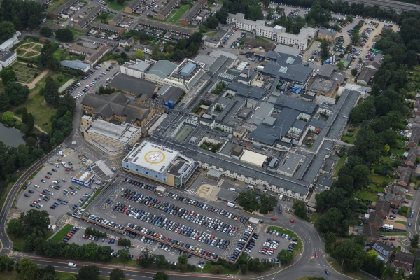 Aerial view of Frimley Park Hospital